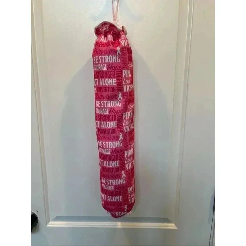 Handmade Plastic Bag Holder-be strong cancer awareness